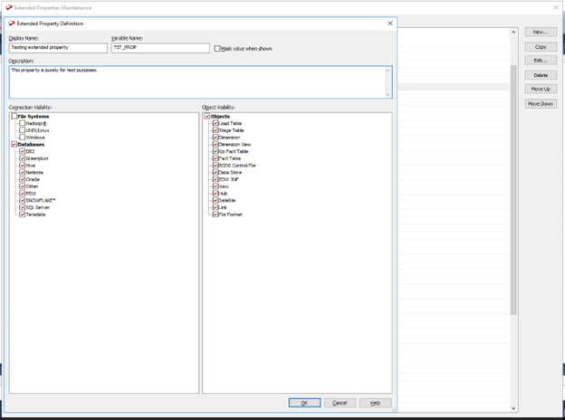 Connection properties in WhereScape